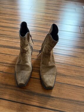 Men's Tan Suede Ankle Boots with Side Zip